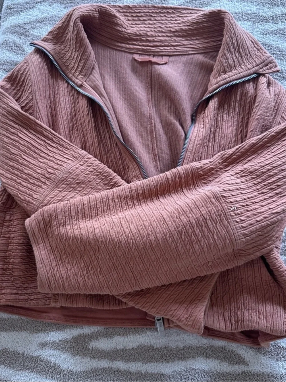 lululemon athletica Cropped Textured Bomber Jacket — Rust